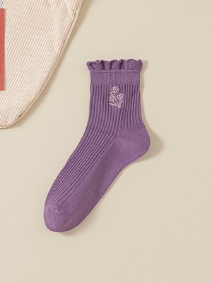 Baumwolle Stickerei Schweißabsorbierend Modisch japanisch Stil Süß Pilz Spitze Mittelrohr Damen Socken Atmungsaktiv Haufen Socken