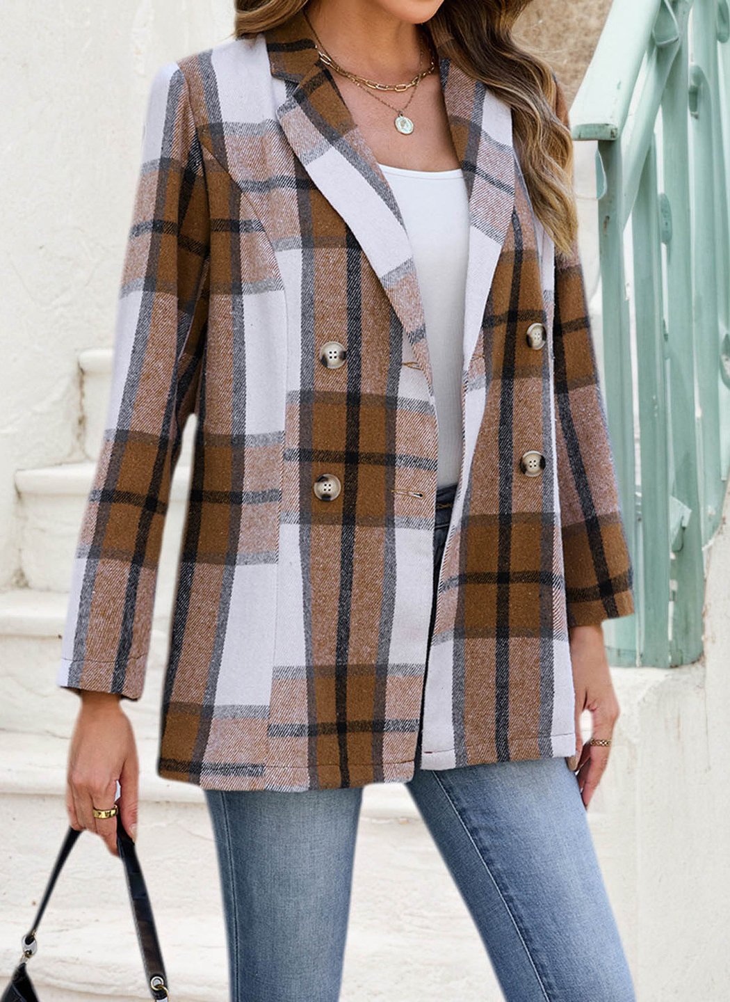 Damen Geometrisch Frühling/Herbst Oberbekleidung Lässig Langarm Schalkragen Regelmäßig Blazer