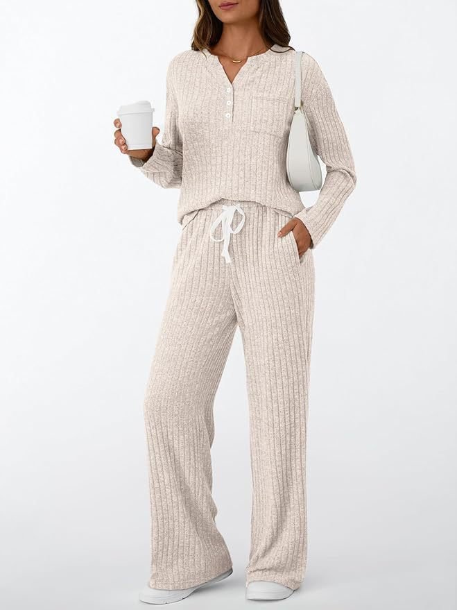 Damen Unifarben Zweiteiliges Set Täglich Langarm Lässig Frühling/Herbst Bluse mit Hose Matching Set