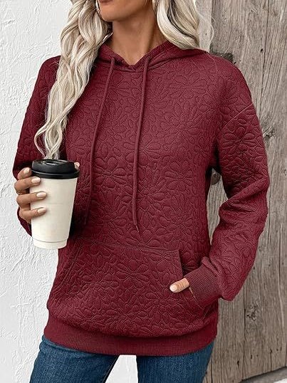 Lässig Kapuze Geblümt Sweatshirt Jacquard