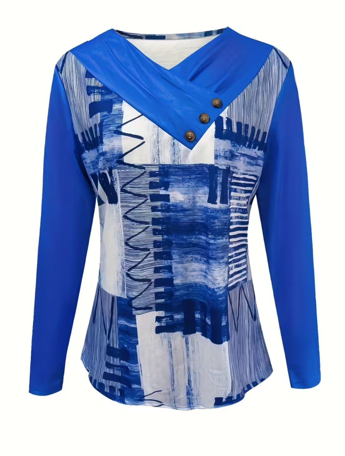 Lässig Geometrisch Langarm T-Shirt