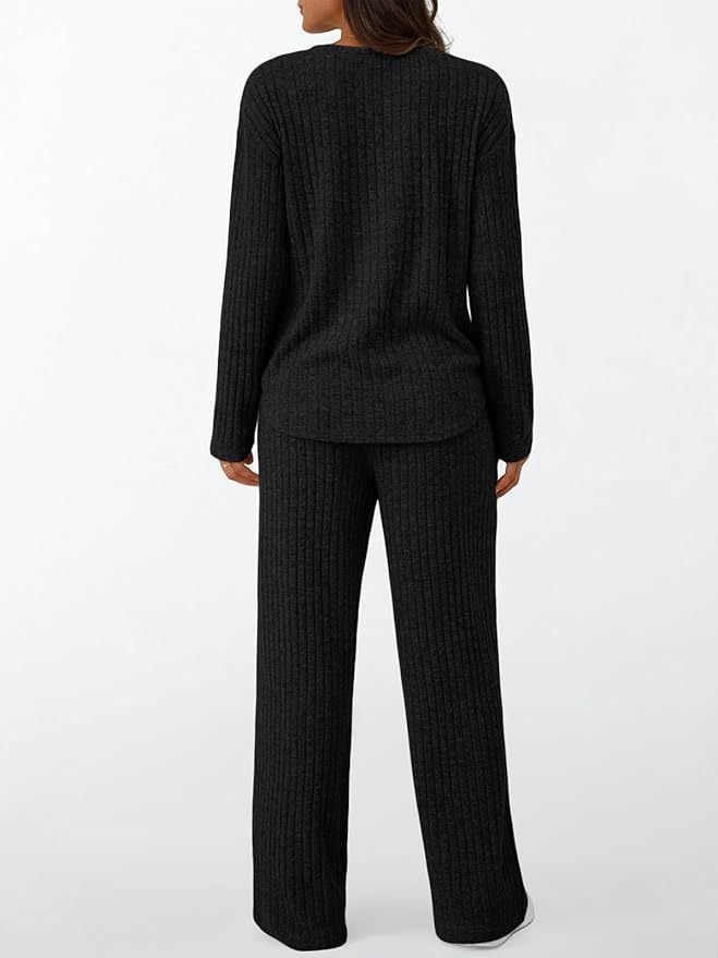 Damen Unifarben Zweiteiliges Set Täglich Langarm Lässig Frühling/Herbst Bluse mit Hose Matching Set