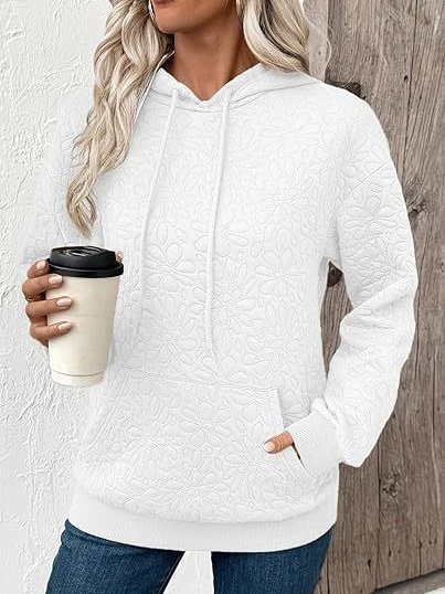 Lässig Kapuze Geblümt Sweatshirt Jacquard