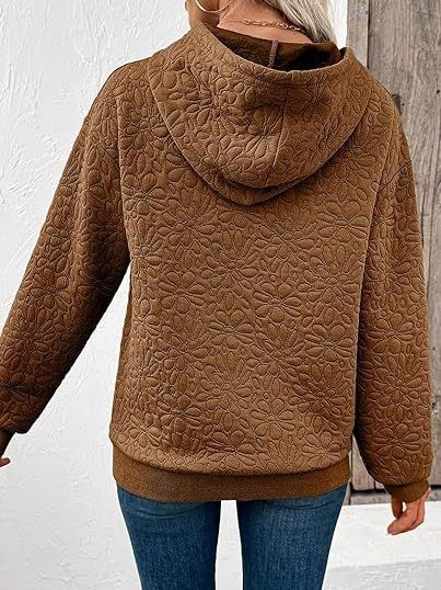 Lässig Kapuze Geblümt Sweatshirt Jacquard