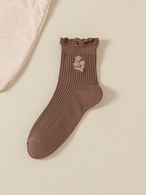 Baumwolle Stickerei Schweißabsorbierend Modisch japanisch Stil Süß Pilz Spitze Mittelrohr Damen Socken Atmungsaktiv Haufen Socken