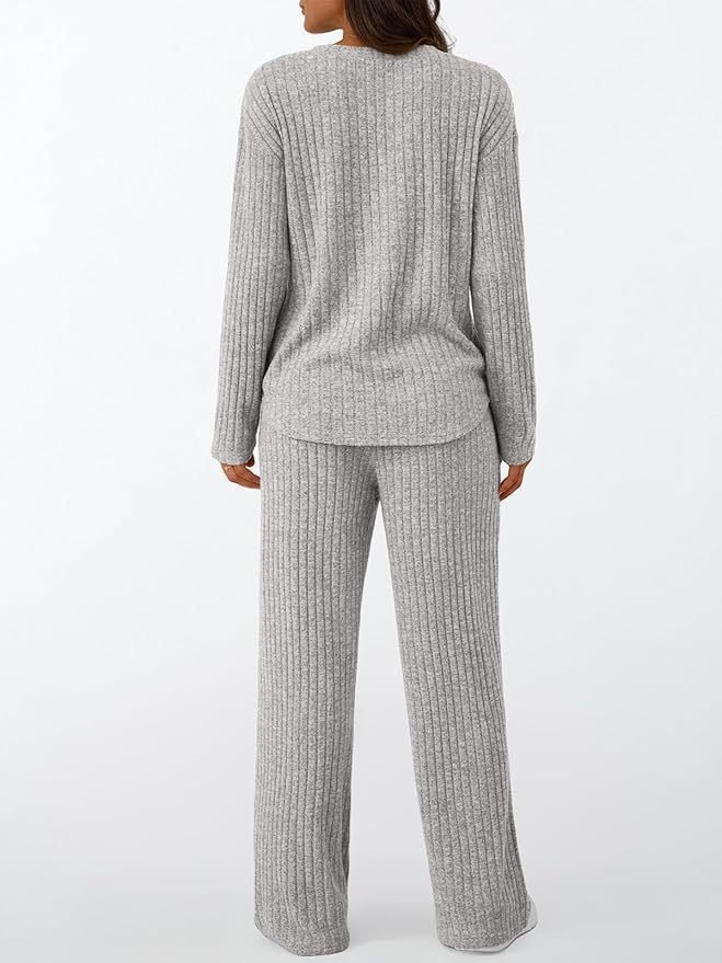 Damen Unifarben Zweiteiliges Set Täglich Langarm Lässig Frühling/Herbst Bluse mit Hose Matching Set