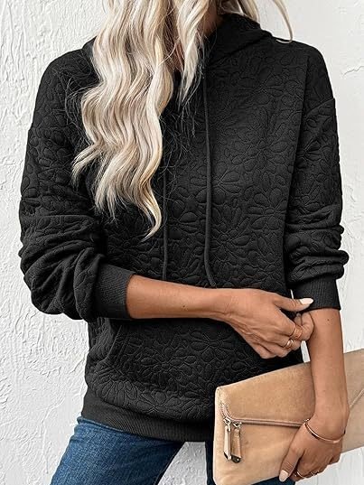 Lässig Kapuze Geblümt Sweatshirt Jacquard