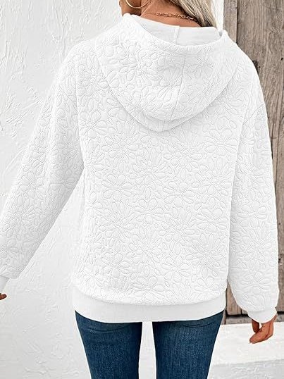 Lässig Kapuze Geblümt Sweatshirt Jacquard