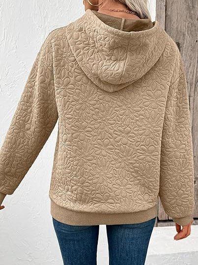 Lässig Kapuze Geblümt Sweatshirt Jacquard