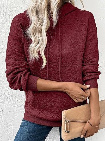Lässig Kapuze Geblümt Sweatshirt Jacquard