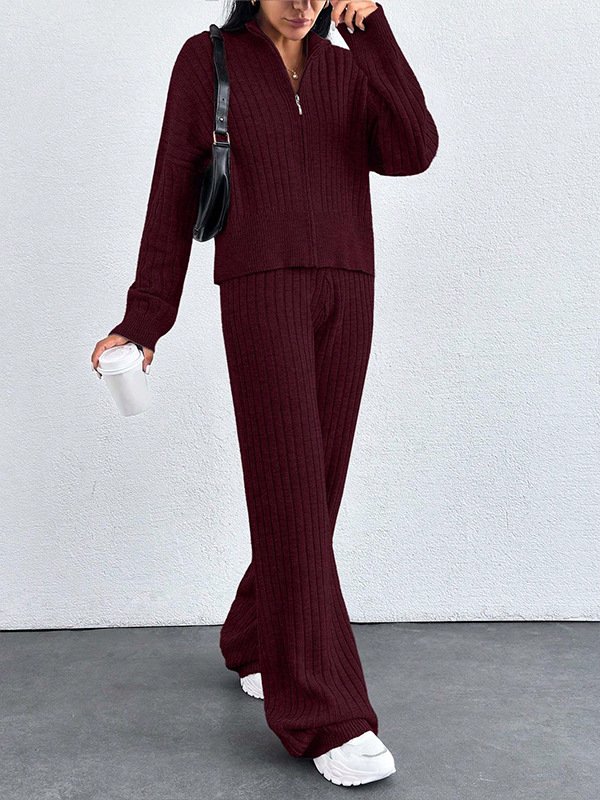 Damen Unifarben Zweiteiliges Set Täglich Langarm Lässig Frühling/Herbst Bluse mit Hose Matching Set