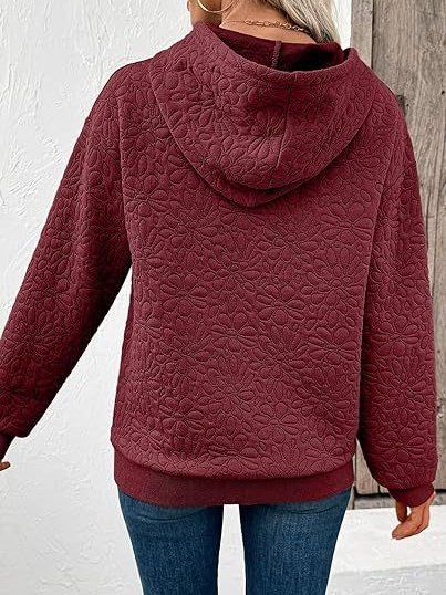 Lässig Kapuze Geblümt Sweatshirt Jacquard