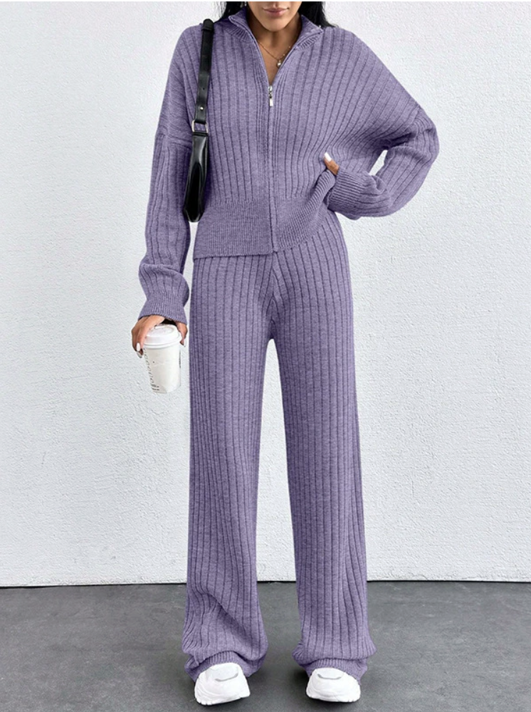Damen Unifarben Zweiteiliges Set Täglich Langarm Lässig Frühling/Herbst Bluse mit Hose Matching Set