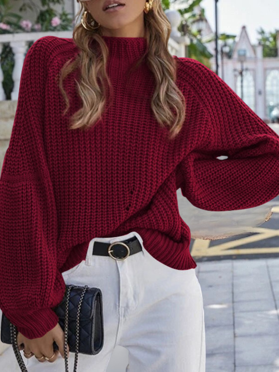 Damen Unifarben Langarm Bequem Straße Nahtverarbeitung Pullover
