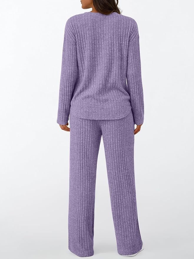 Damen Unifarben Zweiteiliges Set Täglich Langarm Lässig Frühling/Herbst Bluse mit Hose Matching Set