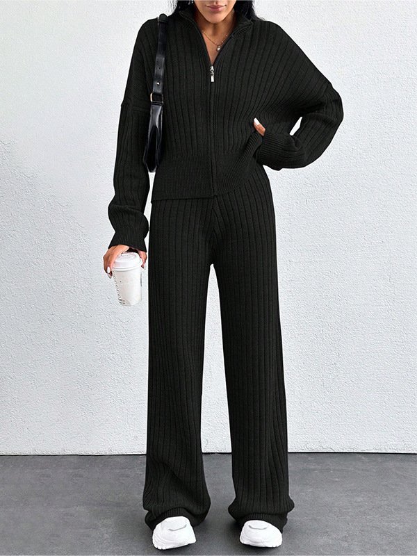 Damen Unifarben Zweiteiliges Set Täglich Langarm Lässig Frühling/Herbst Bluse mit Hose Matching Set