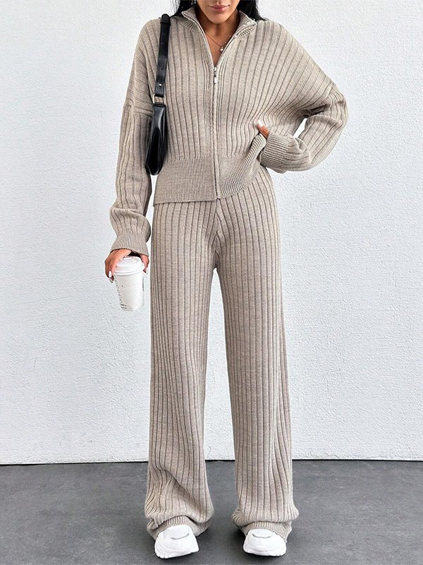 Damen Unifarben Zweiteiliges Set Täglich Langarm Lässig Frühling/Herbst Bluse mit Hose Matching Set