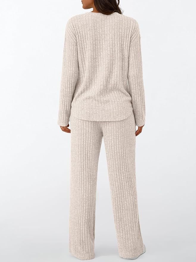 Damen Unifarben Zweiteiliges Set Täglich Langarm Lässig Frühling/Herbst Bluse mit Hose Matching Set