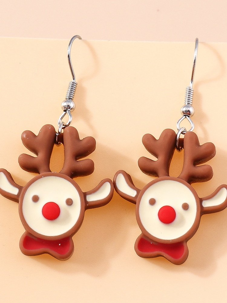Weihnachten Bunt DIY Schmuck Weihnachtsbaum Glocke Elch Ohrringe Persönlichkeit Felt Ohrringe