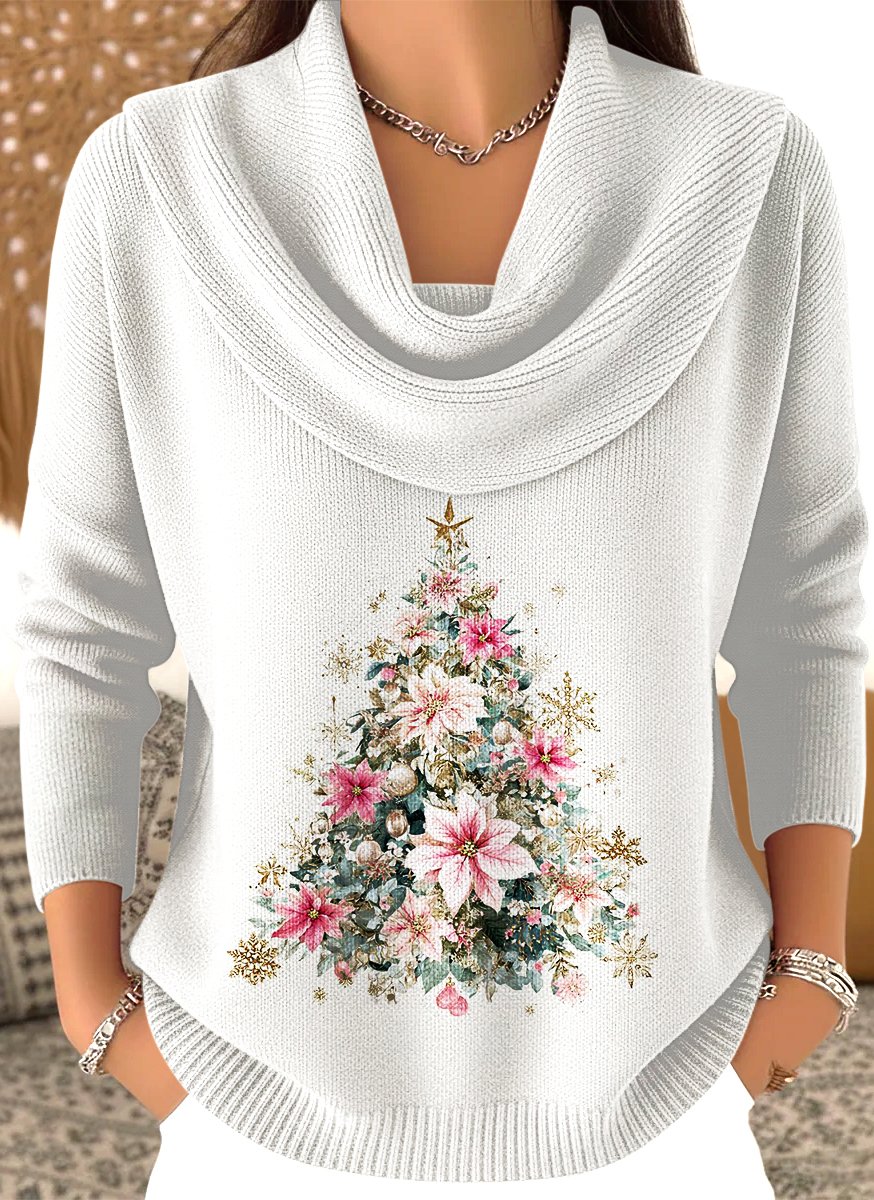 Damen Baumwolle Weihnachten Langarm Bequem Lässig Pullover