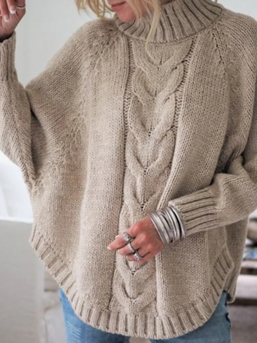 Damen Unifarben Langarm Bequem Straße Jacquard Pullover