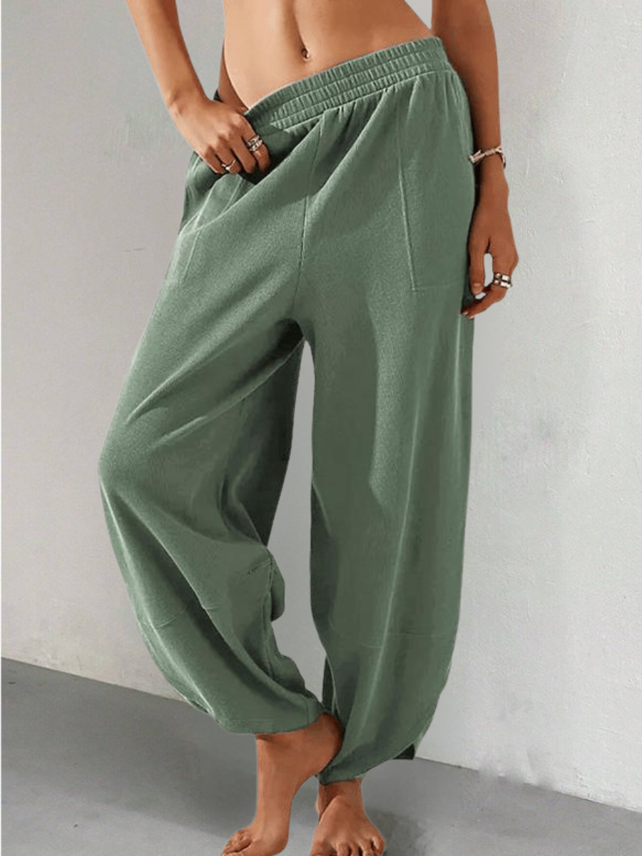 Damen Unifarben Lang Elastische Taille Hose Lässig Frühling/Herbst Hose