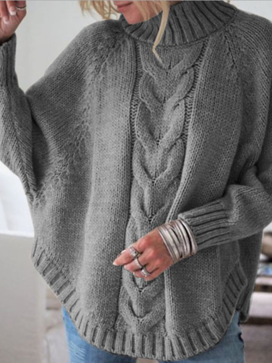 Damen Unifarben Langarm Bequem Straße Jacquard Pullover