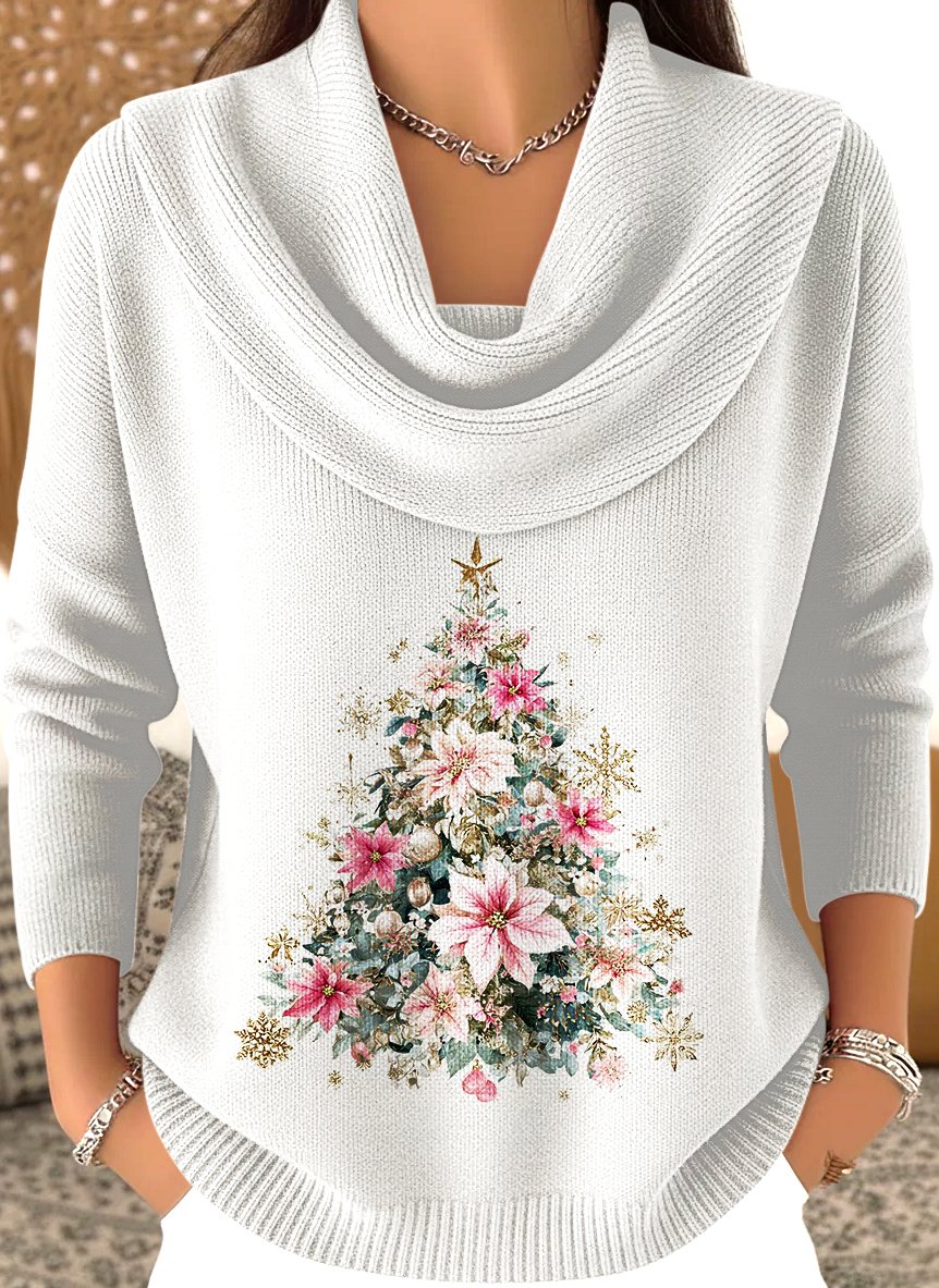 Damen Baumwolle Weihnachten Langarm Bequem Lässig Pullover