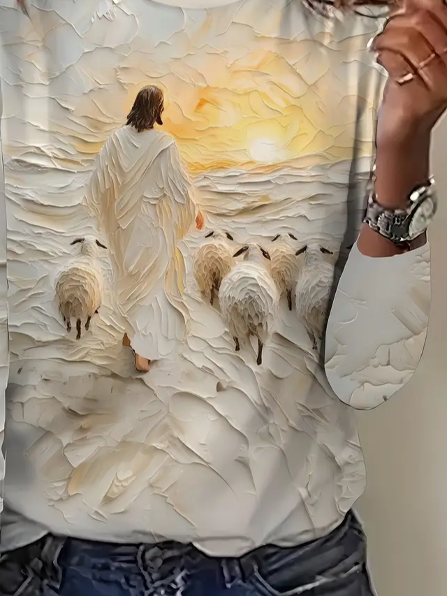 Lässig Jesus Kopieren Rundhals Langarm T-Shirt