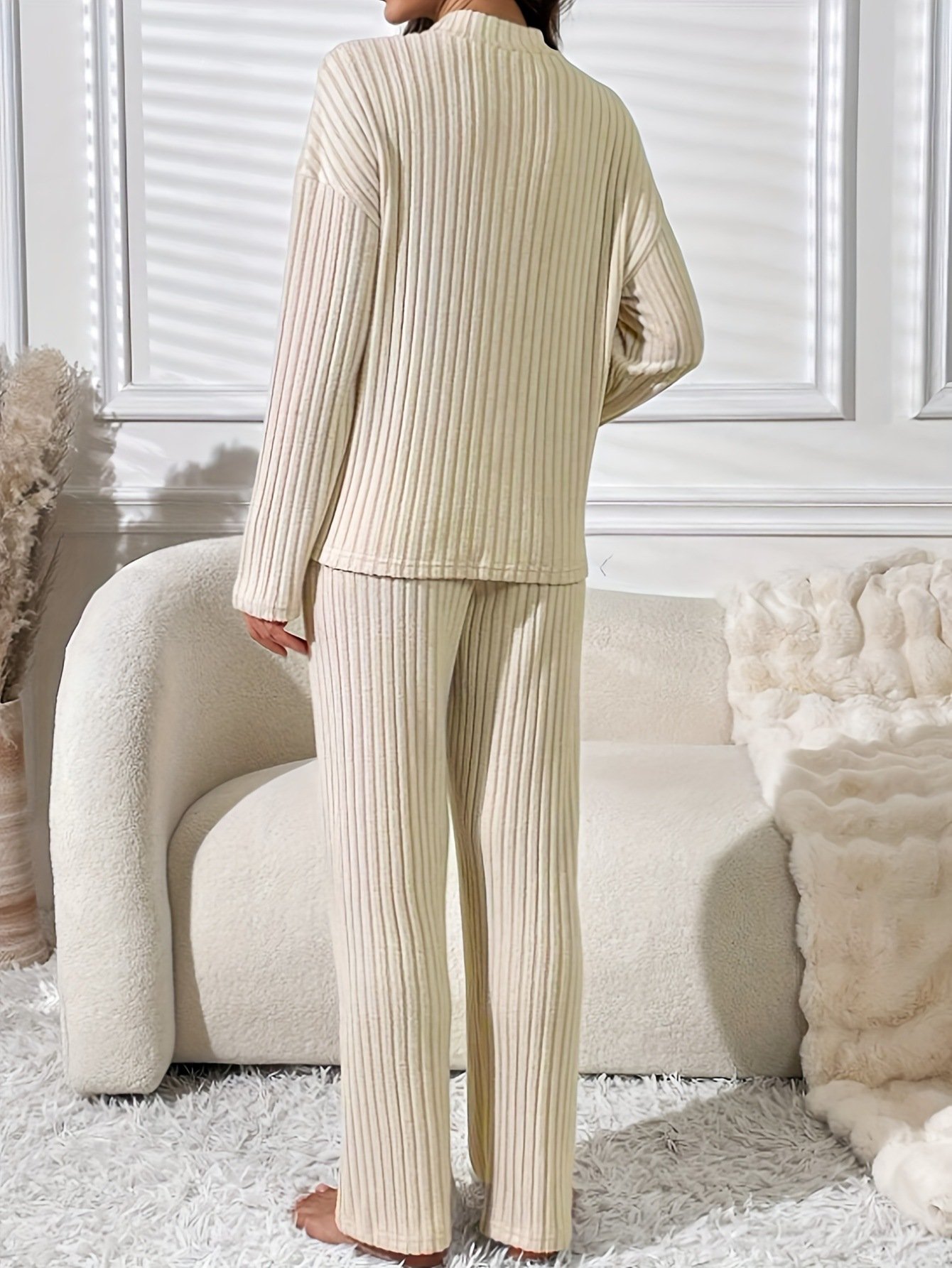 Damen Unifarben Zweiteiliges Set Täglich Langarm Lässig Frühling/Herbst Bluse mit Hose Matching Set