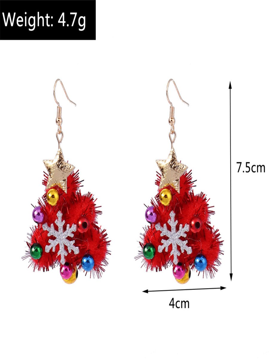 Weihnachten Bunt DIY Schmuck Weihnachtsbaum Glocke Elch Ohrringe Persönlichkeit Felt Ohrringe