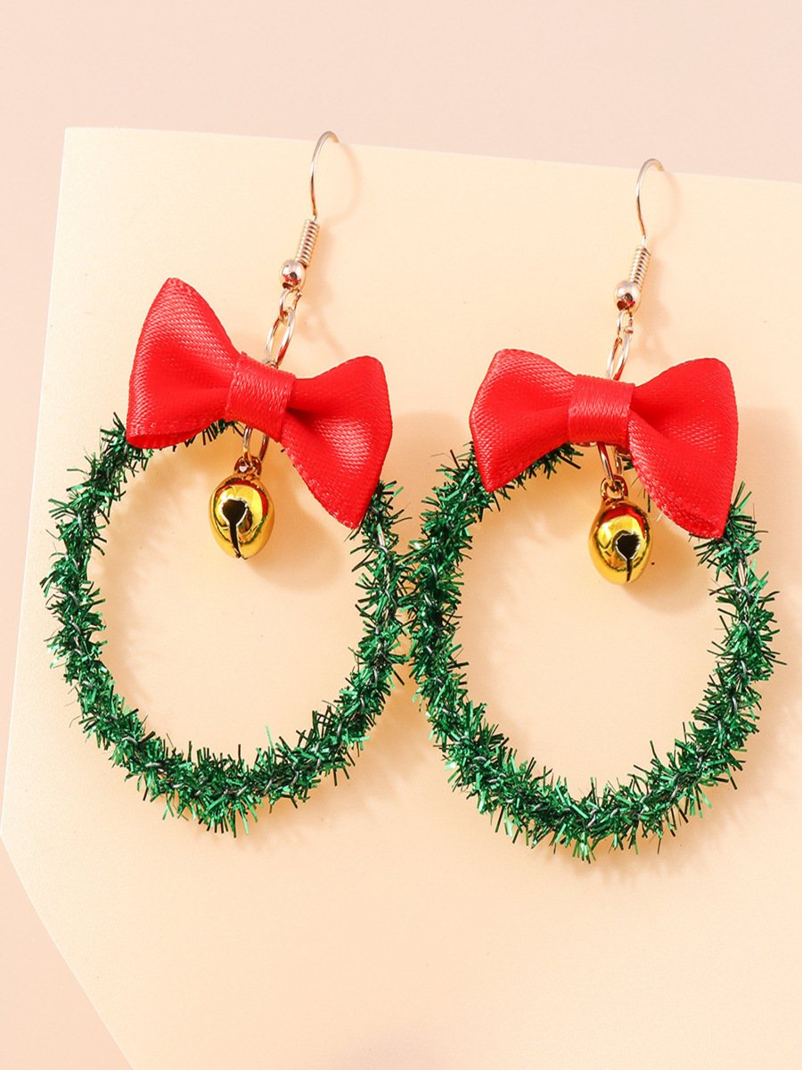 Weihnachten Bunt DIY Schmuck Weihnachtsbaum Glocke Elch Ohrringe Persönlichkeit Felt Ohrringe