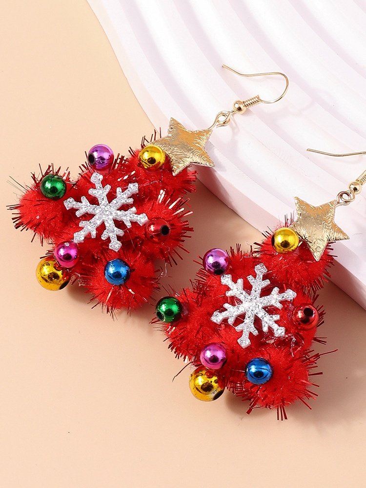 Weihnachten Bunt DIY Schmuck Weihnachtsbaum Glocke Elch Ohrringe Persönlichkeit Felt Ohrringe