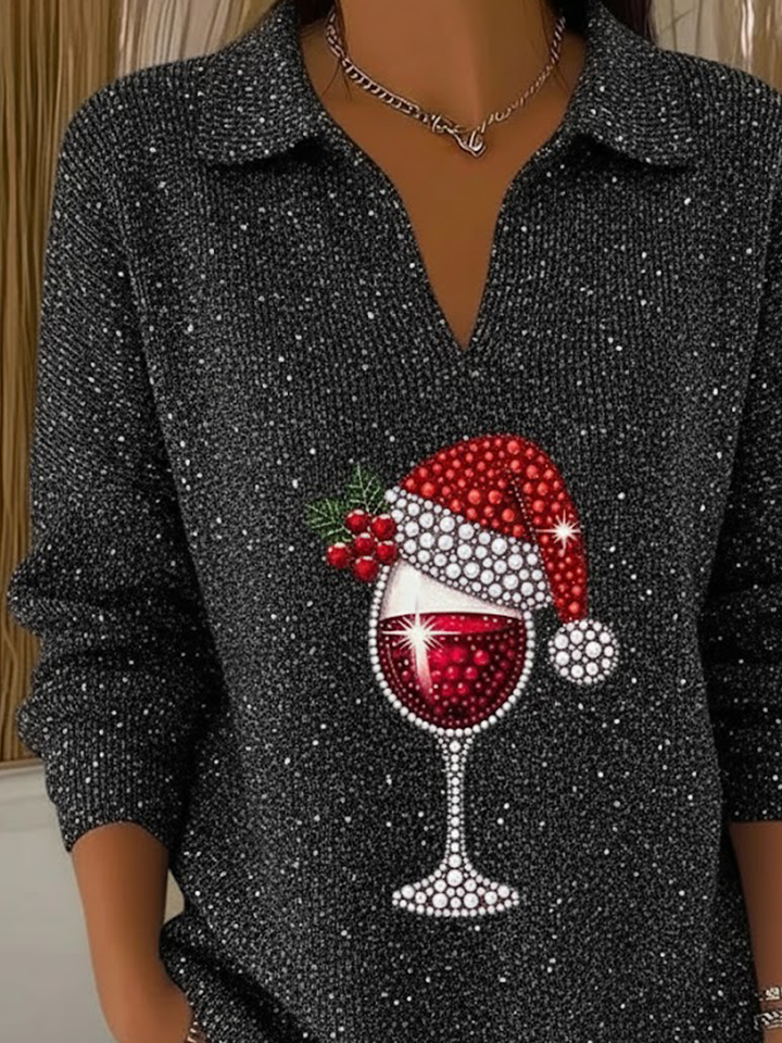 Damen Weihnachten Langarm Bequem Lässig Print Pullover