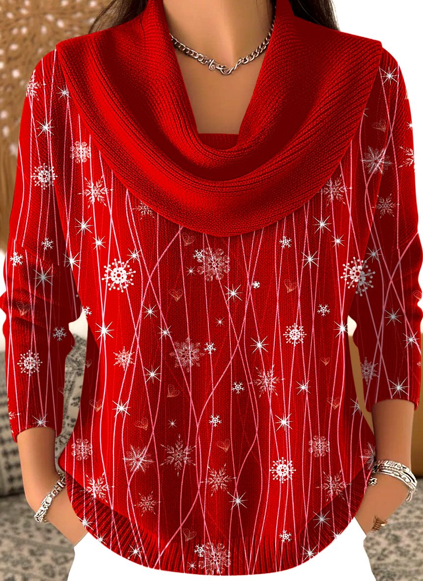 Damen Baumwolle Geometrisch Langarm Bequem Lässig Pullover
