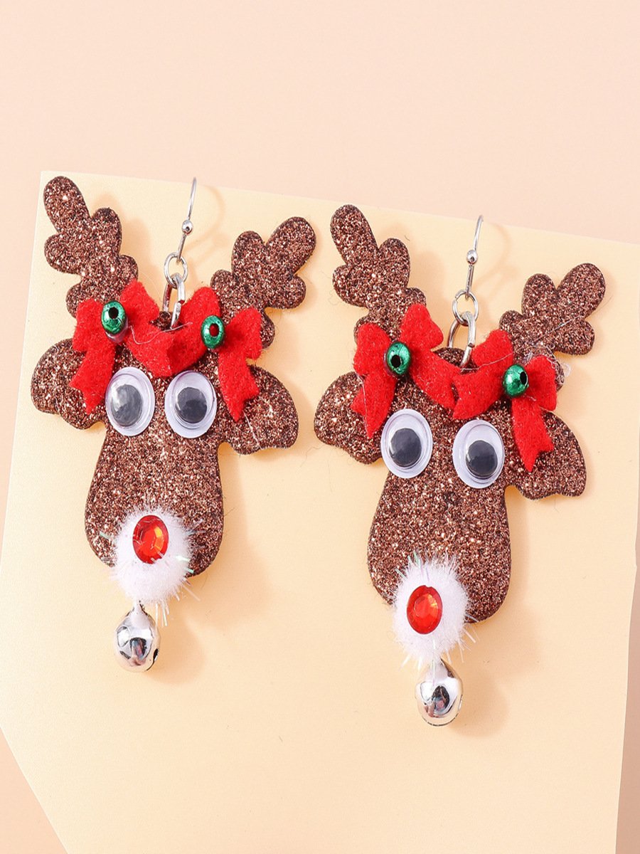 Weihnachten Bunt DIY Schmuck Weihnachtsbaum Glocke Elch Ohrringe Persönlichkeit Felt Ohrringe