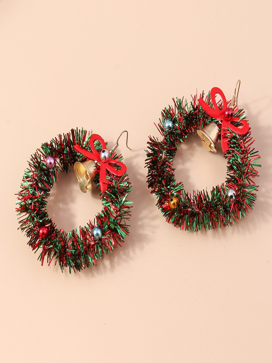 Weihnachten Bunt DIY Schmuck Weihnachtsbaum Glocke Elch Ohrringe Persönlichkeit Felt Ohrringe