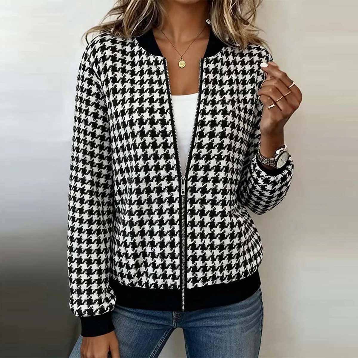Damen Frühling/Herbst Oberbekleidung Lässig Geometrisch Langarm Stehkragen Jacke