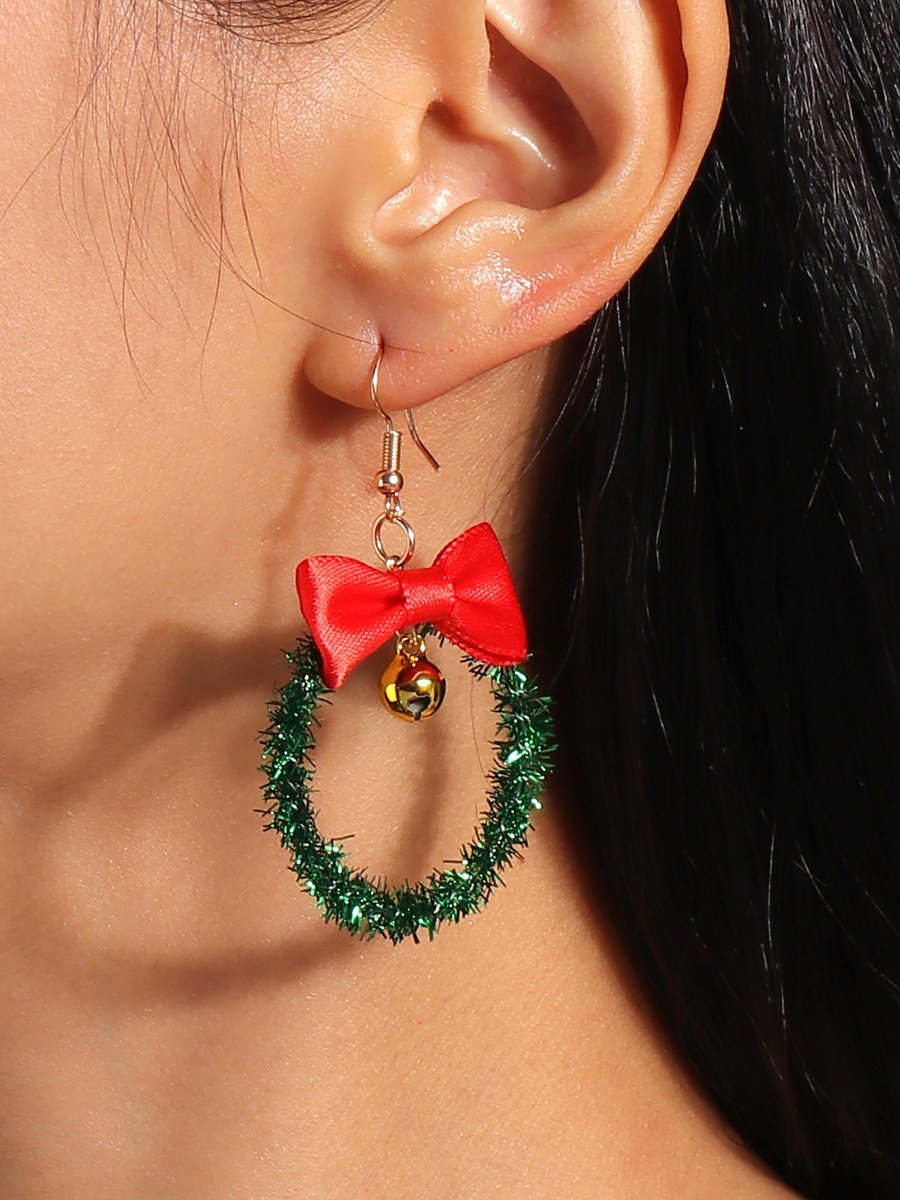 Weihnachten Bunt DIY Schmuck Weihnachtsbaum Glocke Elch Ohrringe Persönlichkeit Felt Ohrringe