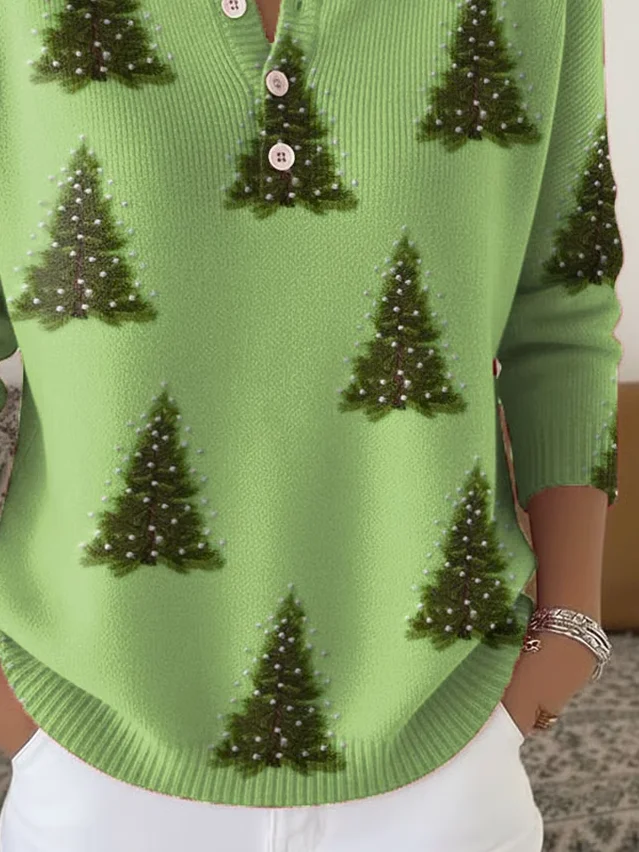 Damen Weihnachten Langarm Bequem Lässig Print Pullover
