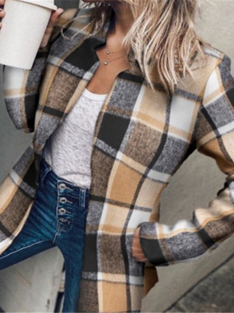 Damen Frühling/Herbst Oberbekleidung Lässig Nahtverarbeitung Unifarben Langarm Reverskragen Jacke