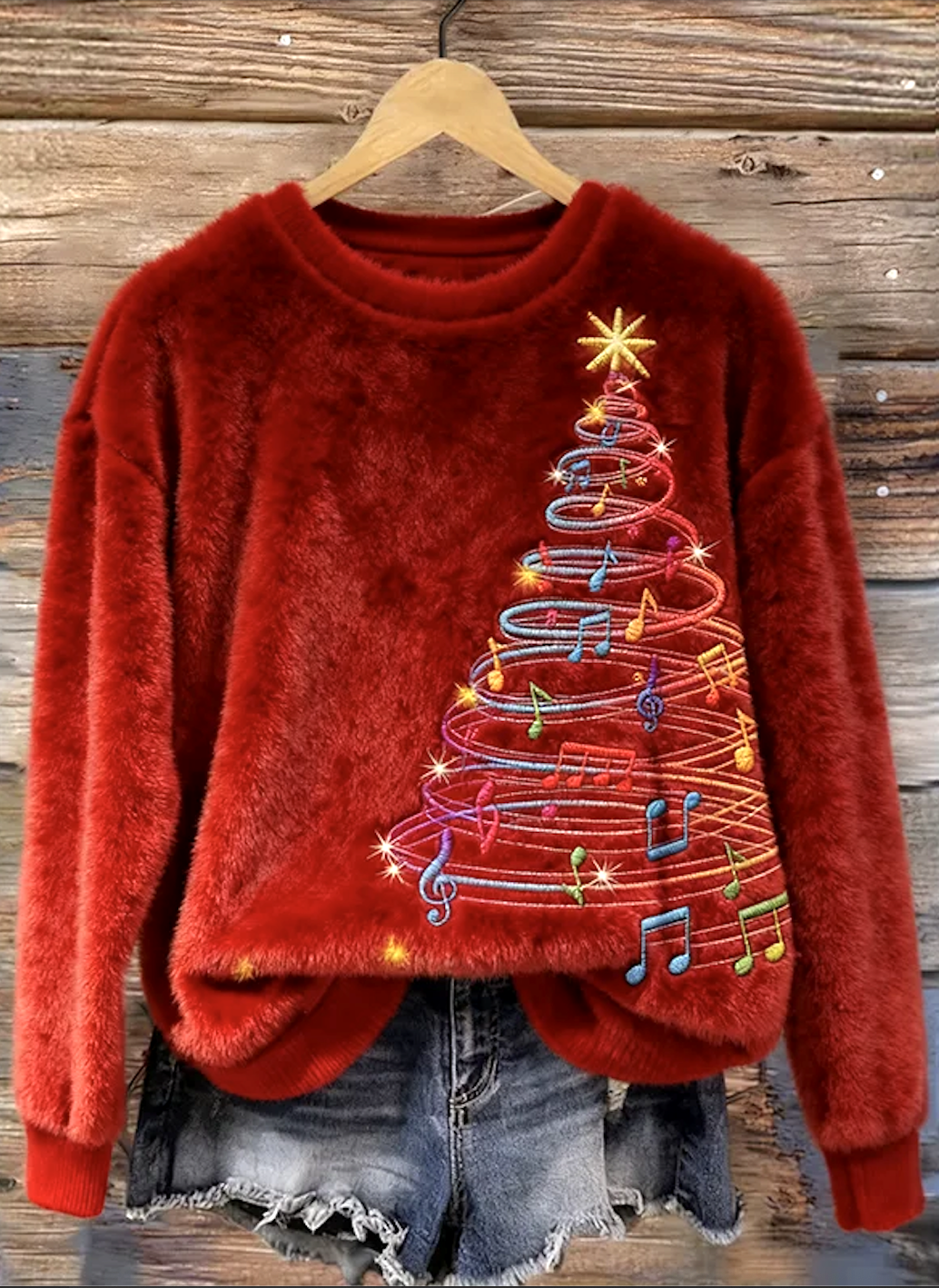 Lässig Rundhals Weihnachten Sweatshirt