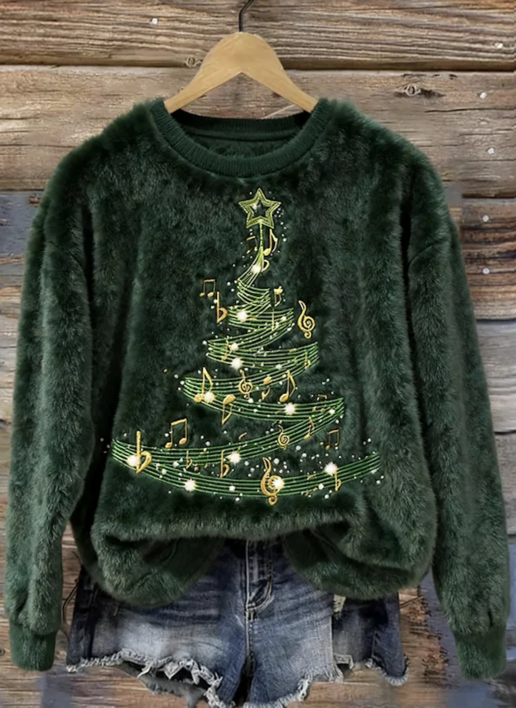 Lässig Rundhals Weihnachten Sweatshirt