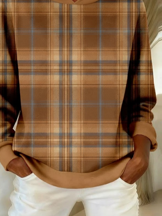 Lässig Kapuze Kariert Kapuze Print