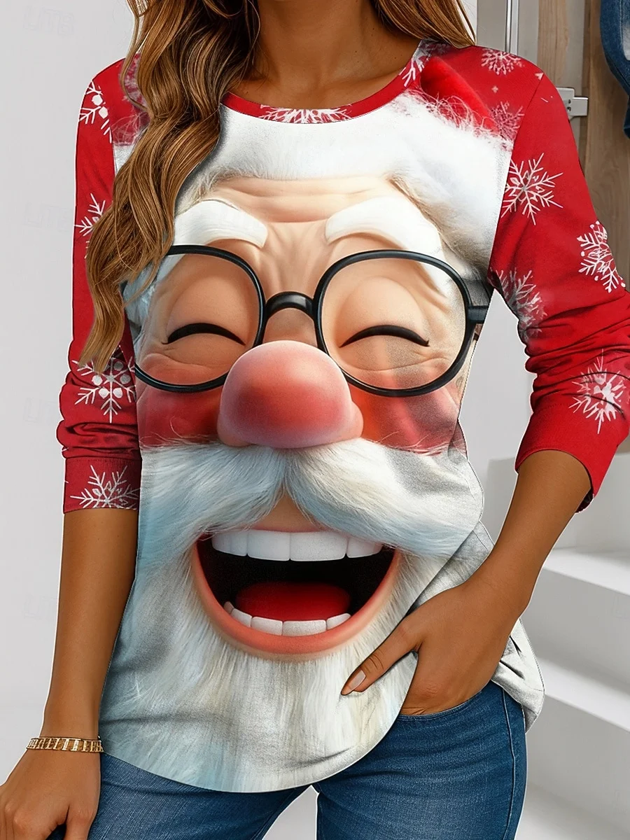 Lässig Weihnachten Rundhals Langarm T-Shirt