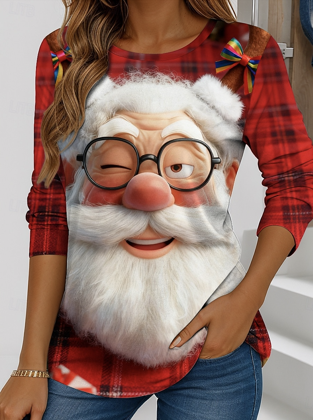 Lässig Weihnachten Rundhals Langarm T-Shirt