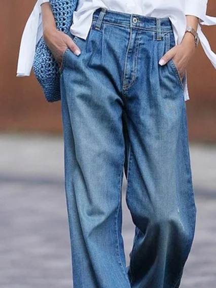 Damen Unifarben Lang Elastische Taille Hose Lässig Frühling/Herbst Hose