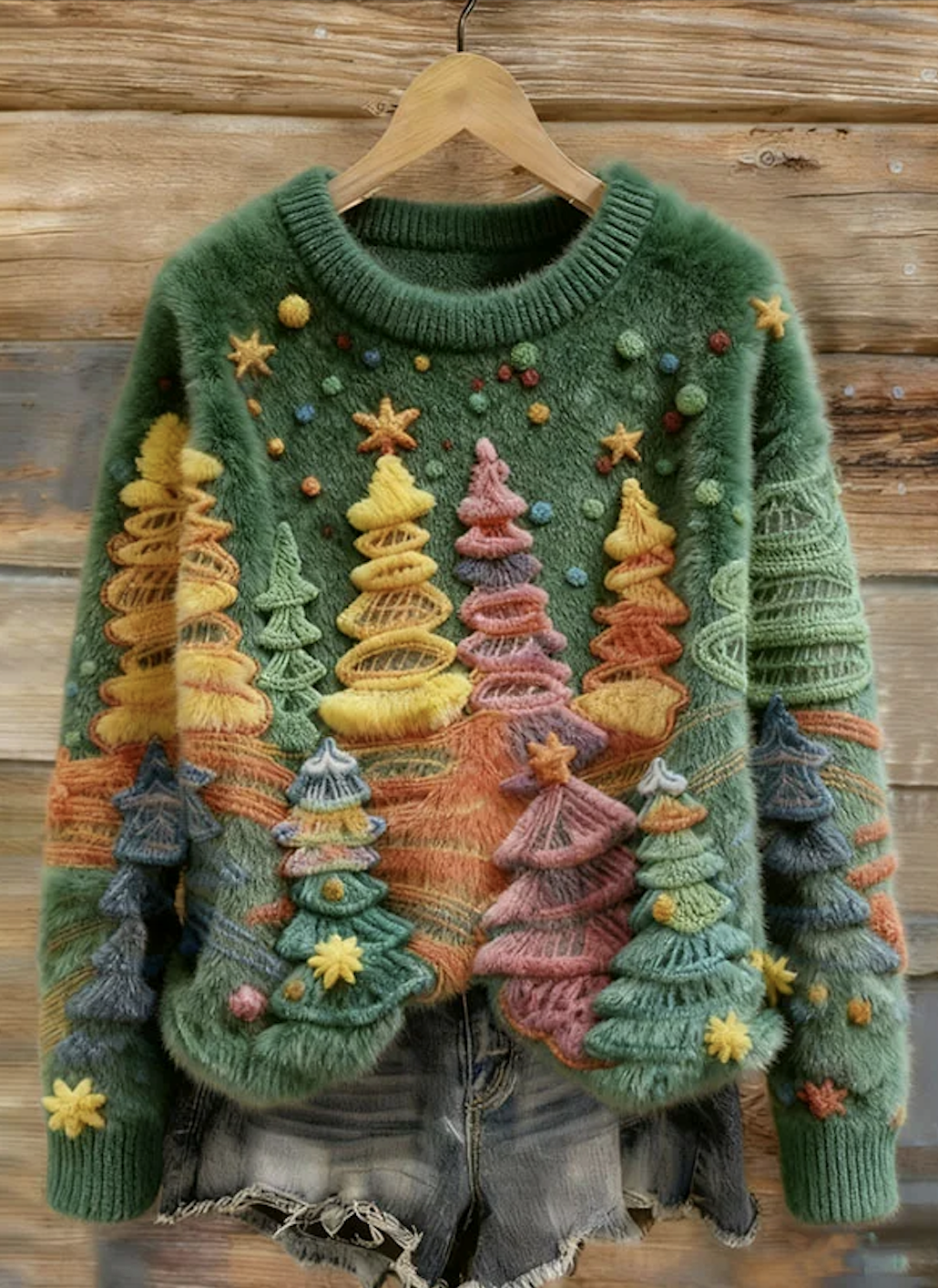 Lässig Rundhals Pflanzen Sweatshirt