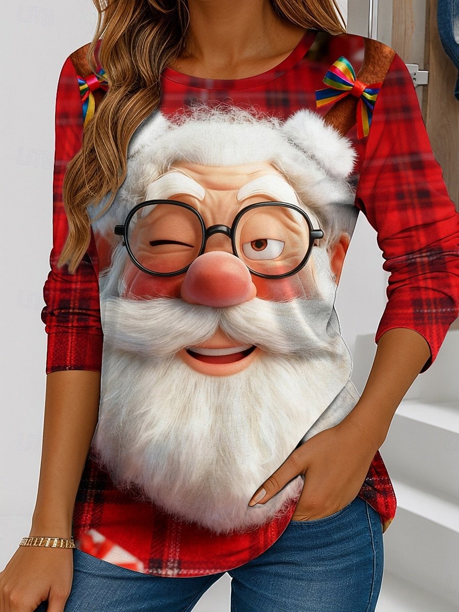 Lässig Weihnachten Rundhals Langarm T-Shirt