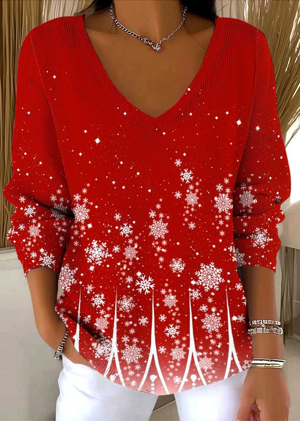 Damen Baumwolle Farbverlauf Langarm Bequem Lässig Pullover